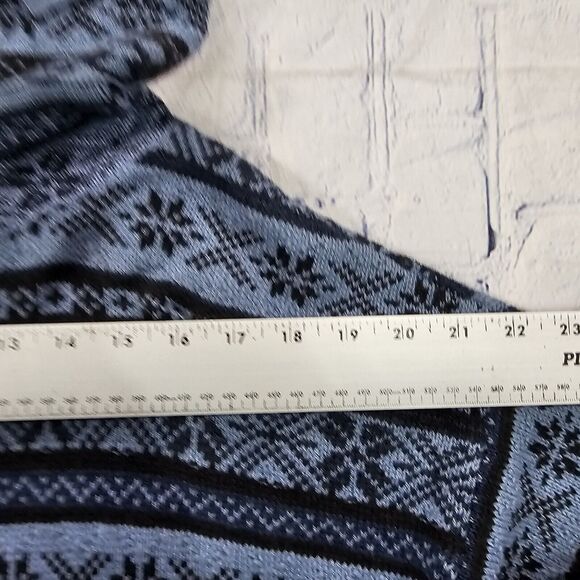 Chaps WOMENS SIZE S Fair Isle Sweater Cowl Neck Drawstrings Indigo Blue - Picture 5 of 10